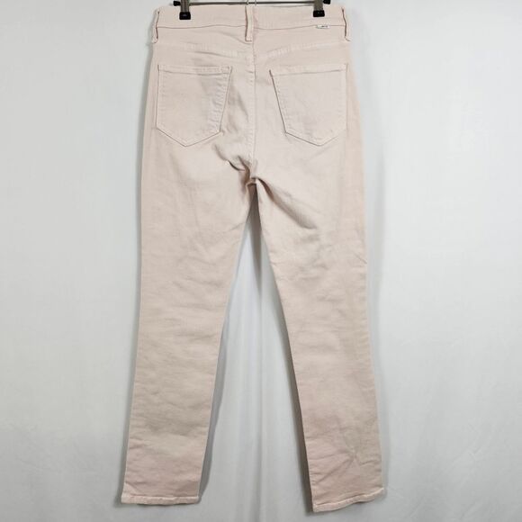 Mother The Dazzler Mid Rise Straight Jeans in Pale Peach - Size 28 - Picture 8 of 10